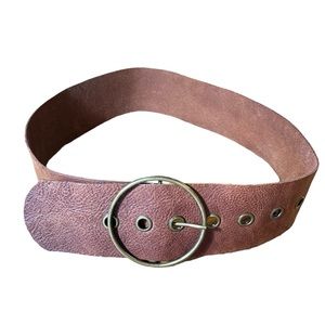 The Limited, Brown Italian Leather Belt, Brass Tone Buckle, Size Large